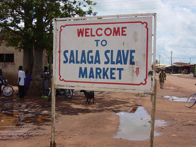 Sign indicating historic site of Salaga Slave Market  