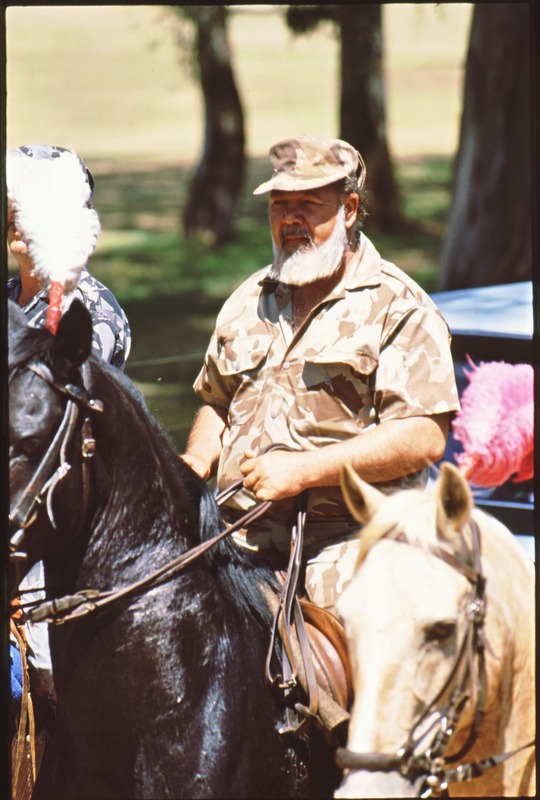 Eugene Terre'Blanche, Afrikaner Weerstandsbeweging (AWB) leader,  on horseback during a right-wing rally in Klerksdorp in 1993.